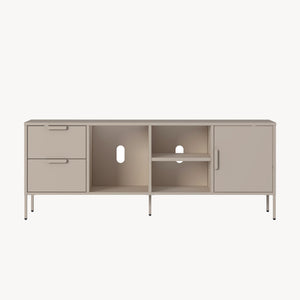 Meuble TV Kliri acier 150 x 35 x 58 cm gris chaud [en.casa]