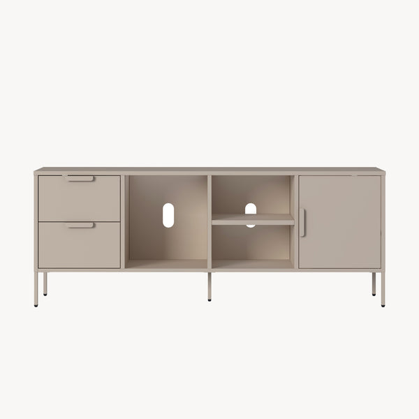 Meuble TV Kliri acier 150 x 35 x 58 cm gris chaud [en.casa]