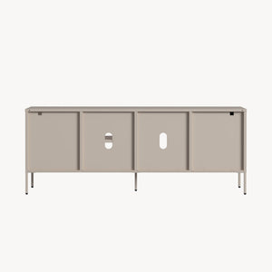 Meuble TV Kliri acier 150 x 35 x 58 cm gris chaud [en.casa]