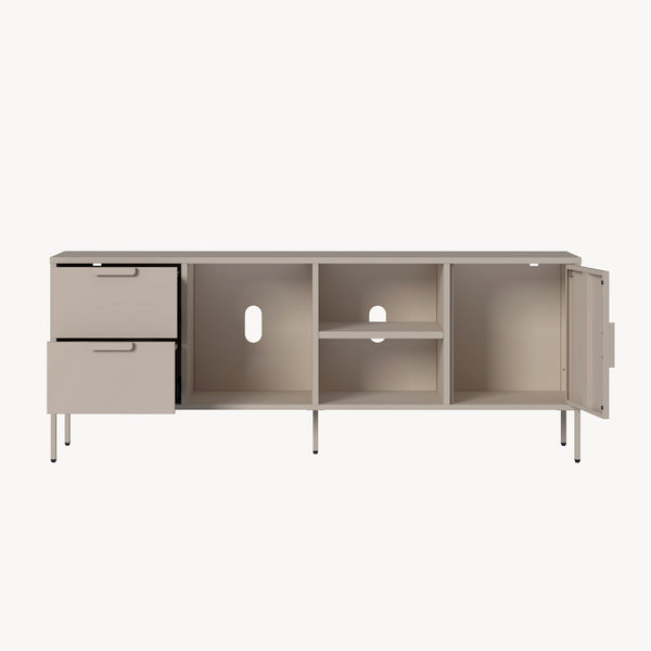 Meuble TV Kliri acier 150 x 35 x 58 cm gris chaud [en.casa]