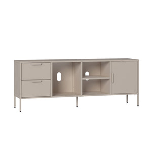 Meuble TV Kliri acier 150 x 35 x 58 cm gris chaud [en.casa]