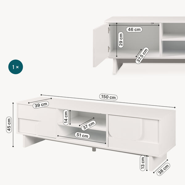 Meuble TV Katanshumn avec 2 portes 150x39x45 cm [en.casa]