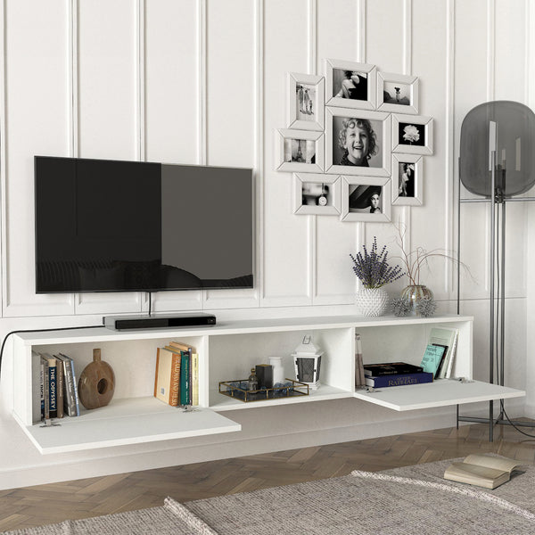 Mobile TV da Parete Paltamo Armadietto Pensile con Ante a Ribalta 180 x 31 x 29,5 cm [en.casa]