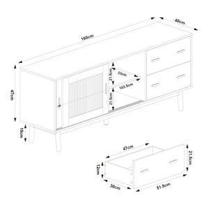 Meuble TV Susa 160 x 40 x 65 cm [en.casa]