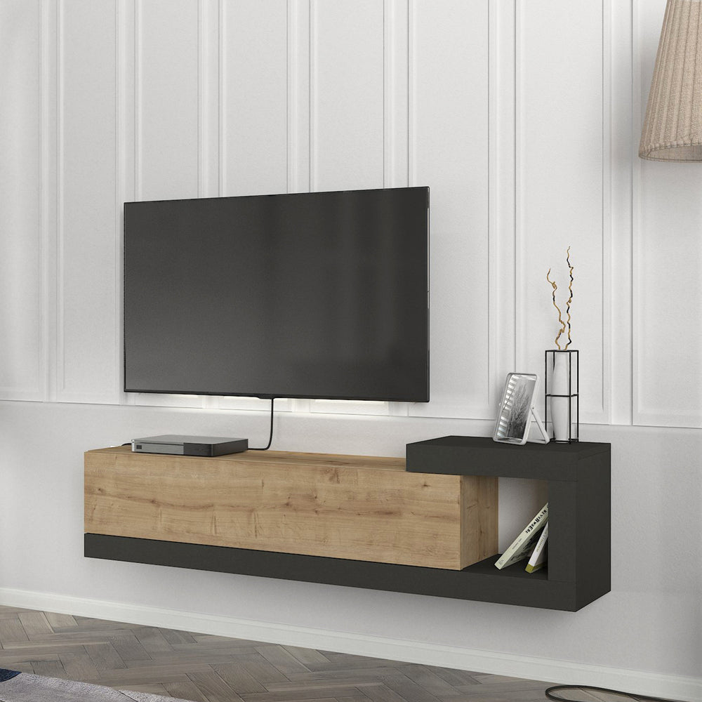 Fernsehschrank Luhanka 150x29,5x38,5cm Eiche in verschiedenen Farben [en.casa] - premiumXL