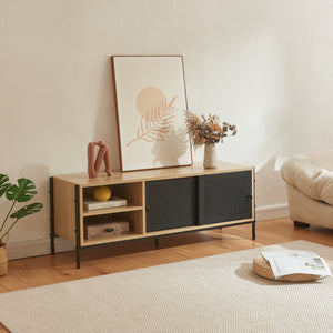 Meuble TV Tysnes 120x40x45 cm aspect chêne/noir [en.casa] - premiumXL
