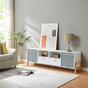 Mobile TV Kvaefjord 160x40x52 cm Bianco/Grigio [en.casa] - premiumXL