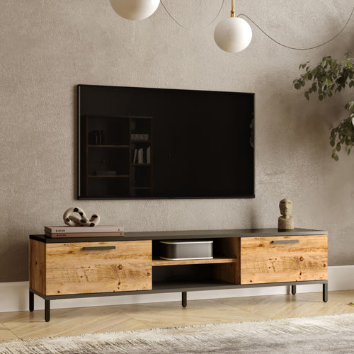 Meuble TV Lempäälä avec 2 compartiments de rangement 160 x 35 x 39 cm en différentes couleurs [en.casa] - premiumXL