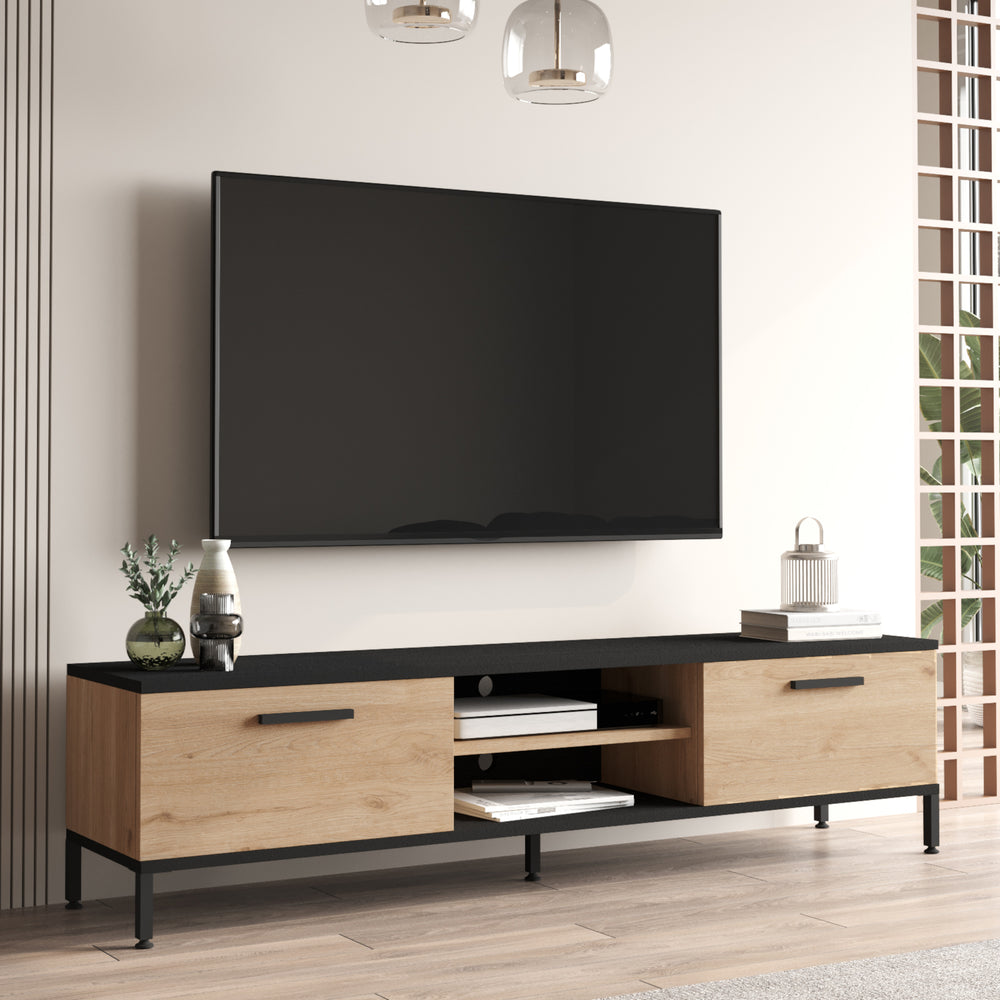 Tavolino TV Lempäälä con 2 vani portaoggetti 160 x 35 x 39 cm in diversi colori [en.casa] - premiumXL