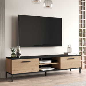 Meuble TV Lempäälä avec 2 compartiments de rangement 160 x 35 x 39 cm en différentes couleurs [en.casa] - premiumXL