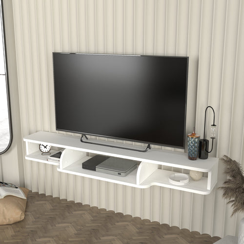 Meuble TV mural Aar 135x30x16 cm blanc [en.casa] - premiumXL