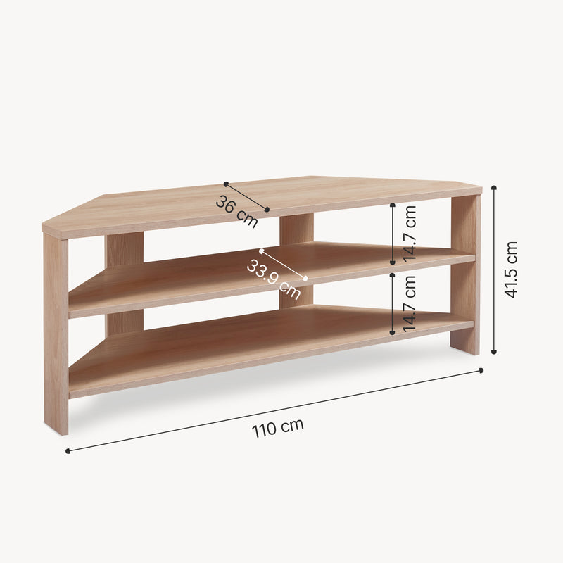 Schizzo in scala Mobile Porta TV Berg con 2 Ripiani Espositore Angolare 110 x 36 x 42 cm - [en.casa]