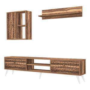 Set de meuble TV Leka avec étagère et armoire murales panneau de particules 180 x 30 x 48 cm [en.casa]