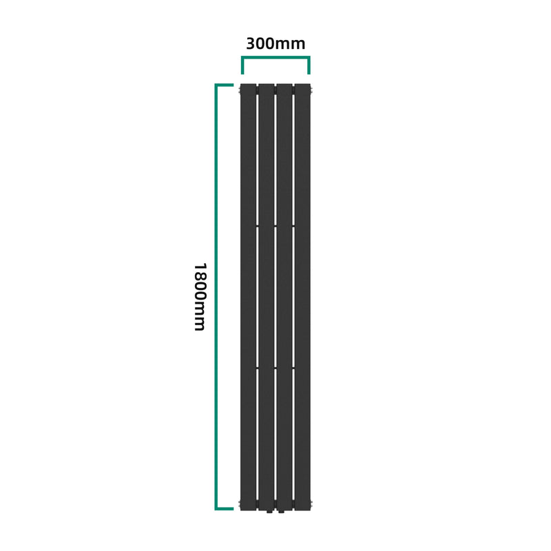 Croquis coté Radiateur à panneau plat Nore 598 W acier 180 x 30 cm noir [neu.haus]