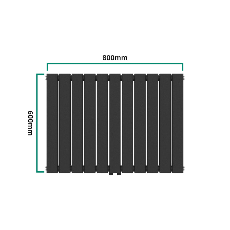 Croquis coté Radiateur à panneaux double Nore 1097 W acier 60 x 80 cm noir [neu.haus]