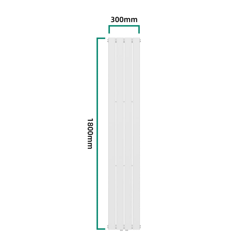 Croquis coté Radiateur à panneau plat Nore 598 W acier 180 x 30 cm blanc [neu.haus]
