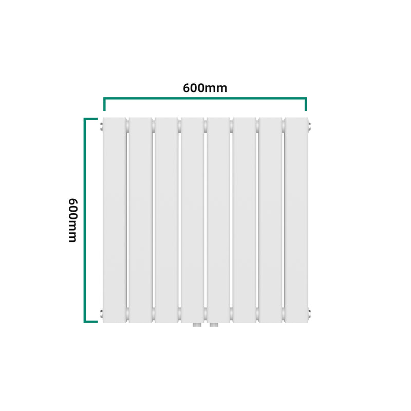 Croquis coté Radiateur à panneau plat Nore acier 459 W 60 x 60 cm blanc [neu.haus]