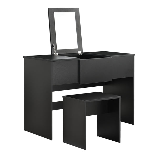 Tavolo da Trucco con Specchio Integrato 72 x 100 x 48cm Tavolo da Toeletta con Scomparto Portaoggetti  Tavolo Cosmetico con Sgabello