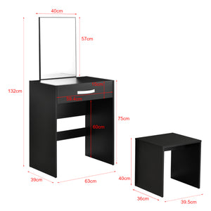 Coiffeuse avec Miroir Tiroir Tabouret Reykjavik 132 x 63 x 39 cm [en.casa]