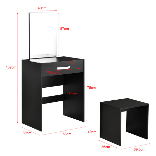 Coiffeuse avec Miroir Tiroir Tabouret Reykjavik 132 x 63 x 39 cm [en.casa]