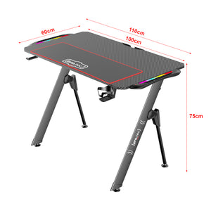 Gaming Tisch Stockton mit RGB LED Beleuchtung Schwarz in versch. Größen [pro.tec]