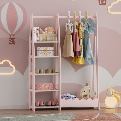 Guardaroba per bambini Vestnes 114x77x30 cm Cotton Candy/Bianco [en.casa] - premiumXL