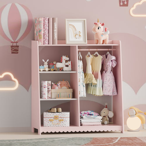 Guardaroba per bambini Vestnes 90x80x38 cm Cotton Candy/Bianco [en.casa] - premiumXL