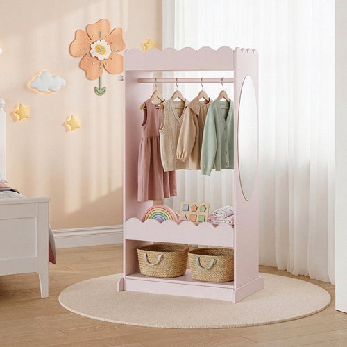 Guardaroba Vestnes per Cameretta con Specchio - Rosa [en.casa]