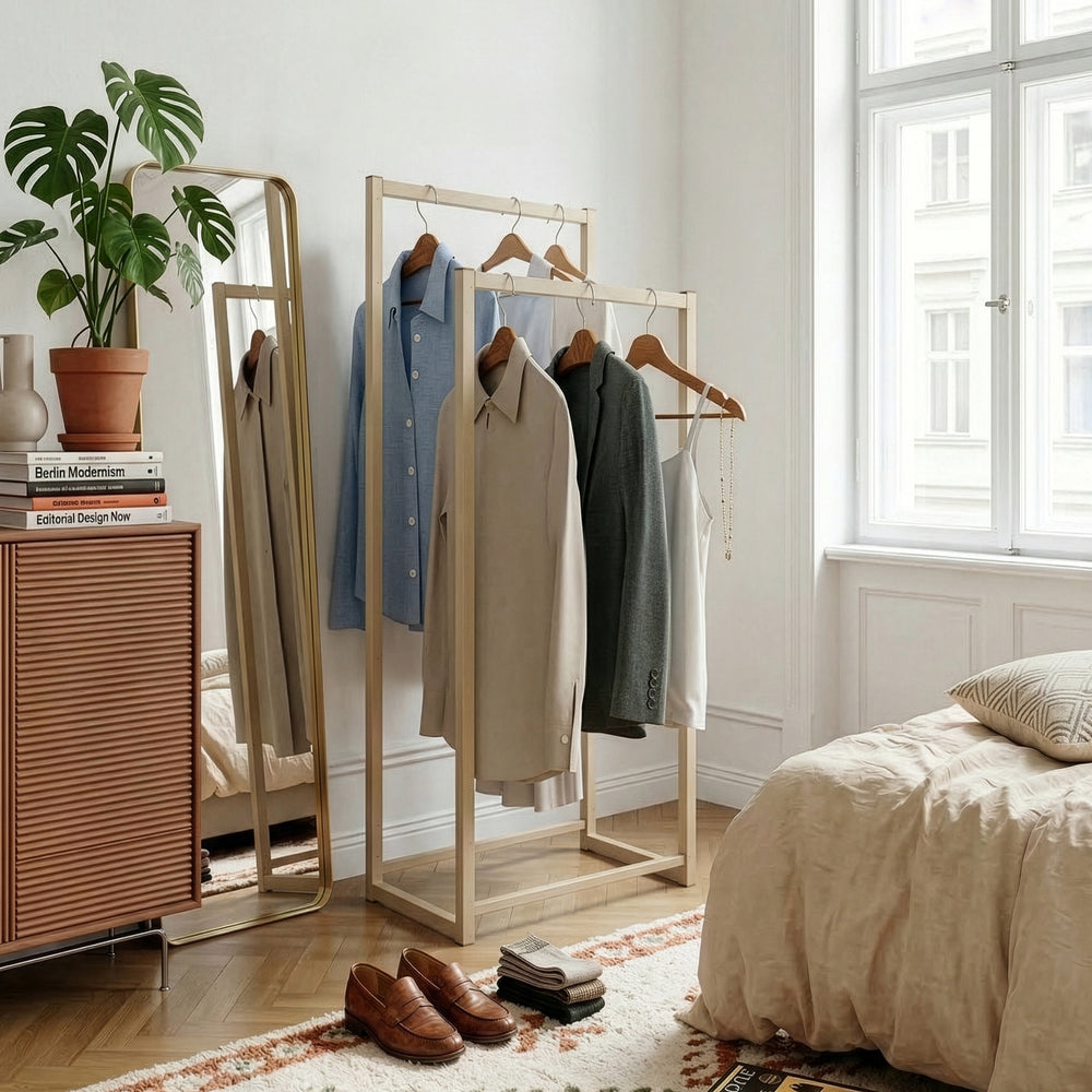 Stand Appendiabiti Holtalen con 2 Barre Organizzatore Guardaroba [en.casa]
