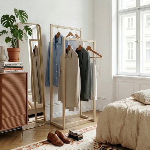 Stand Appendiabiti Holtalen con 2 Barre Organizzatore Guardaroba [en.casa]