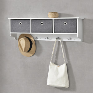 Porte-manteau mural Horsens avec boîtes de rangement 100x20x30cm Blanc/Gris en.casa - premiumXL