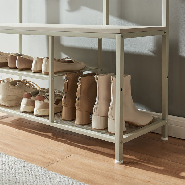 Garderobenständer Napinerg mit Spiegel und Schuhregal 185x98x34 cm [en.casa]