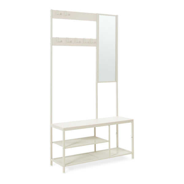 Garderobenständer Napinerg mit Spiegel und Schuhregal 185x98x34 cm [en.casa]