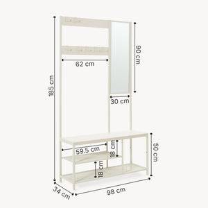 Garderobenständer Napinerg mit Spiegel und Schuhregal 185x98x34 cm [en.casa]