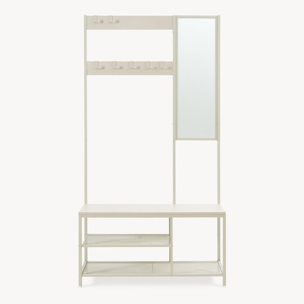 Garderobenständer Napinerg mit Spiegel und Schuhregal 185x98x34 cm [en.casa]