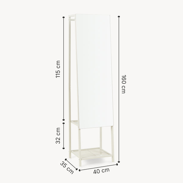 Specchio da Terra Klilbojle con Appendiabiti 160 x 40 x 35 cm [en.casa] 