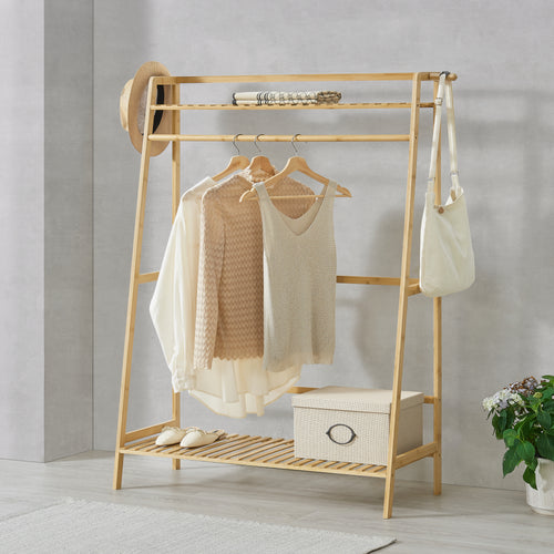 Porte-manteau Föglö 139 x 100 x 40 cm bambou naturel [en.casa] - premiumXL