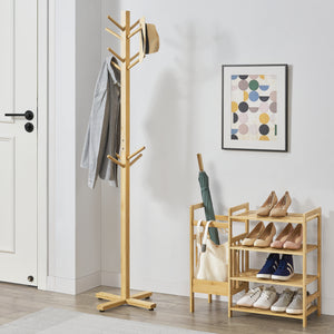 Appendiabiti Jämsä 176 x 38 x 38 cm 12 ganci bambù naturale [en.casa] - premiumXL