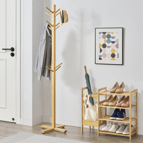Appendiabiti Jämsä 176 x 38 x 38 cm 12 ganci bambù naturale [en.casa] - premiumXL