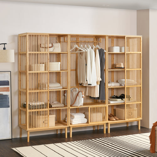 Set Organizzatore Guardaroba in Bambù - Vari Configurazioni [en.casa] 