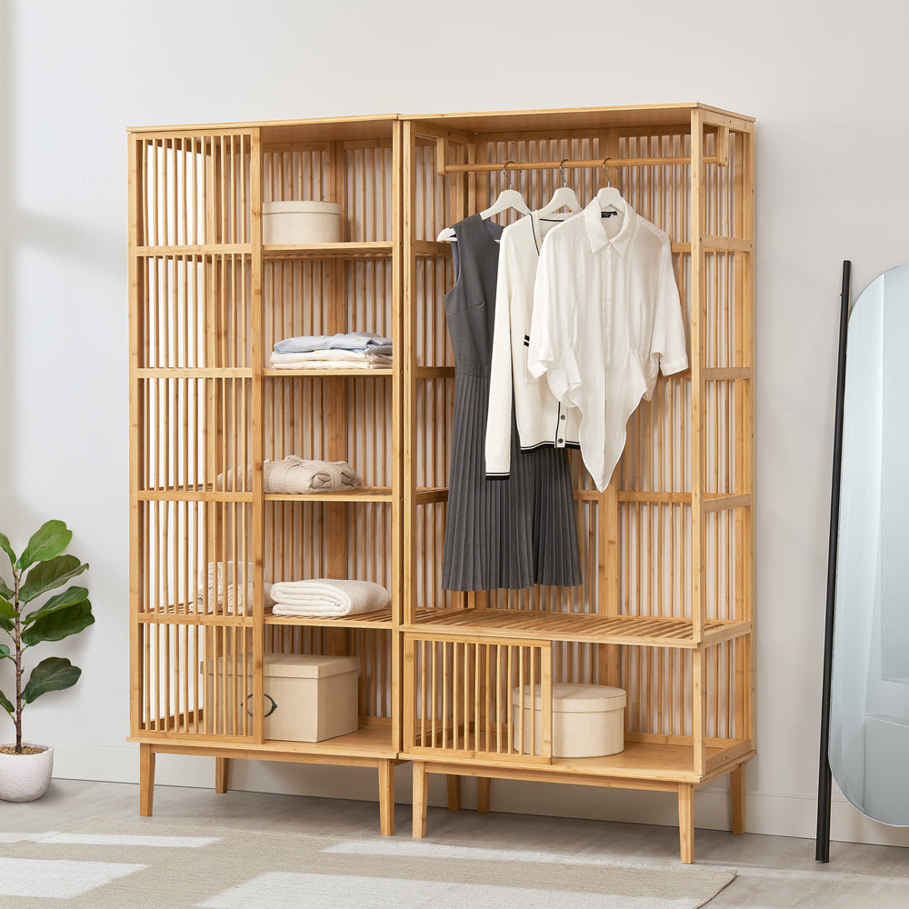 Set Organizzatore Guardaroba in Bambù - Vari Configurazioni [en.casa] 