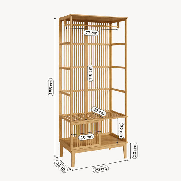 Portant à vêtements Vemb bambou 185 x 80 x 45 cm naturel [en.casa]