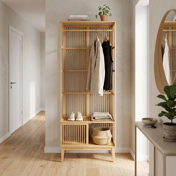 Portant à vêtements Vemb bambou 185 x 80 x 45 cm naturel [en.casa]