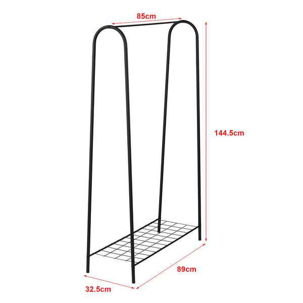 Stand Appendiabiti 'Hvorslev' Organizzatore con Barra Porta Abiti e 1-2 Ripiani Allestimento per Guardaroba Teatro Negozio di Abbigliamento - Struttura in Metallo [en.casa] 