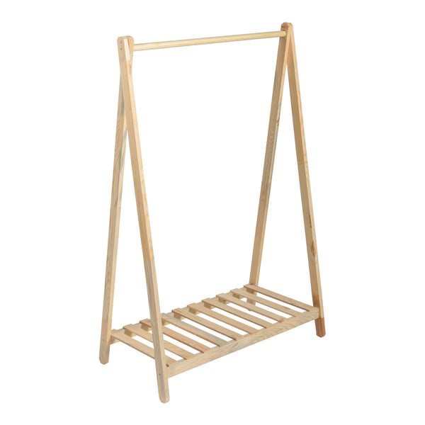 Stand Appendiabiti 'Ledøje' Organizzatore Guardaroba con Barra Porta Abiti e Ripiano Struttura in Legno di Pino [en.casa]