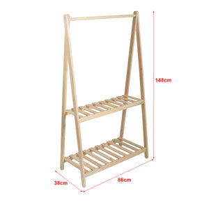 Garderobenständer Ledøje mit 2 Ablagen Kiefernholz in versch. Größen [en.casa]