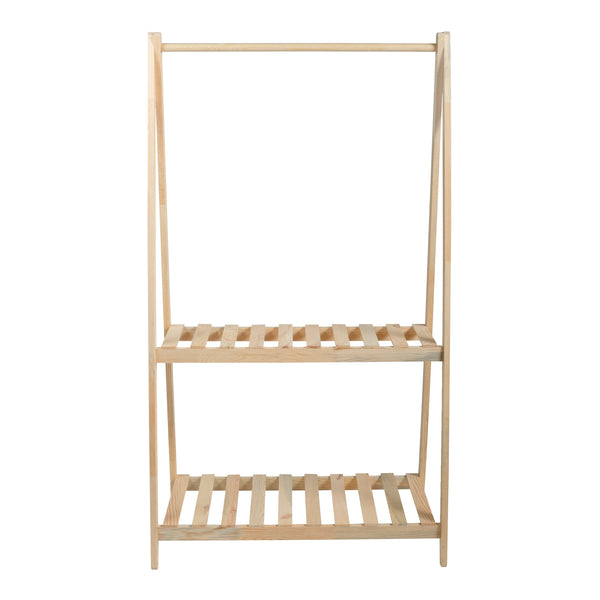 Garderobenständer Ledøje mit 2 Ablagen Kiefernholz in versch. Größen [en.casa]