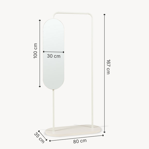Portemanteau sur pied avec miroir Vamn 167 x 80 x 35 cm [en.casa]