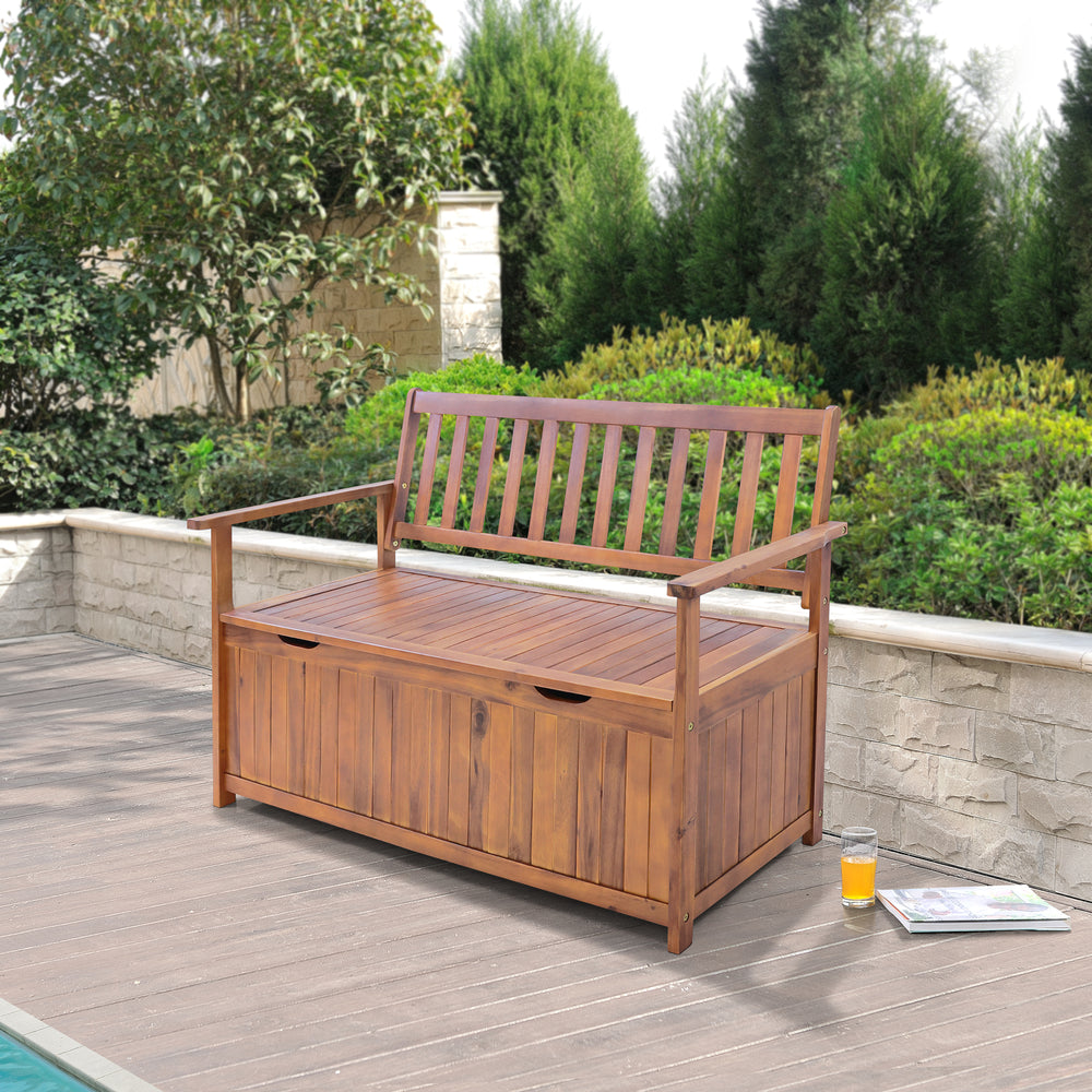 Banc de jardin Avezzano bois d'acacia 130 x 60 x 88 cm naturel Certifié FSC® [en.casa]