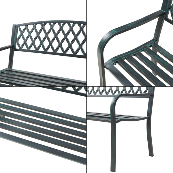 Banc de jardin Opsasar 127 x 53,5 x 88 cm acier casa.pro